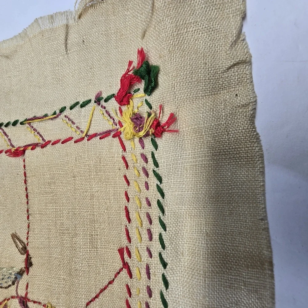 Needlework History Transportation Sampler 1956 Folk Art Rustic Primitive 17